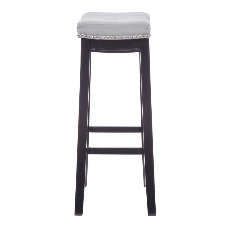 Claridge Backless Faux Leather Nailhead Saddle Barstool Gray - Linon