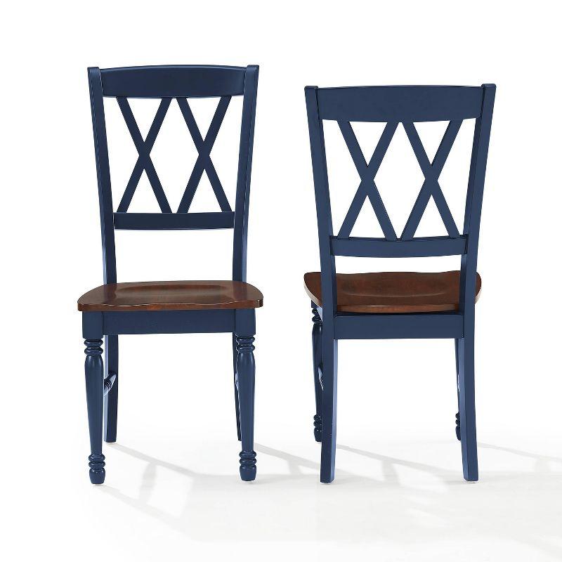 Crosley Shelby 2pc Dining Chair Set Navy: Rubberwood Frame, Armless Design, Traditional Farmhouse Style