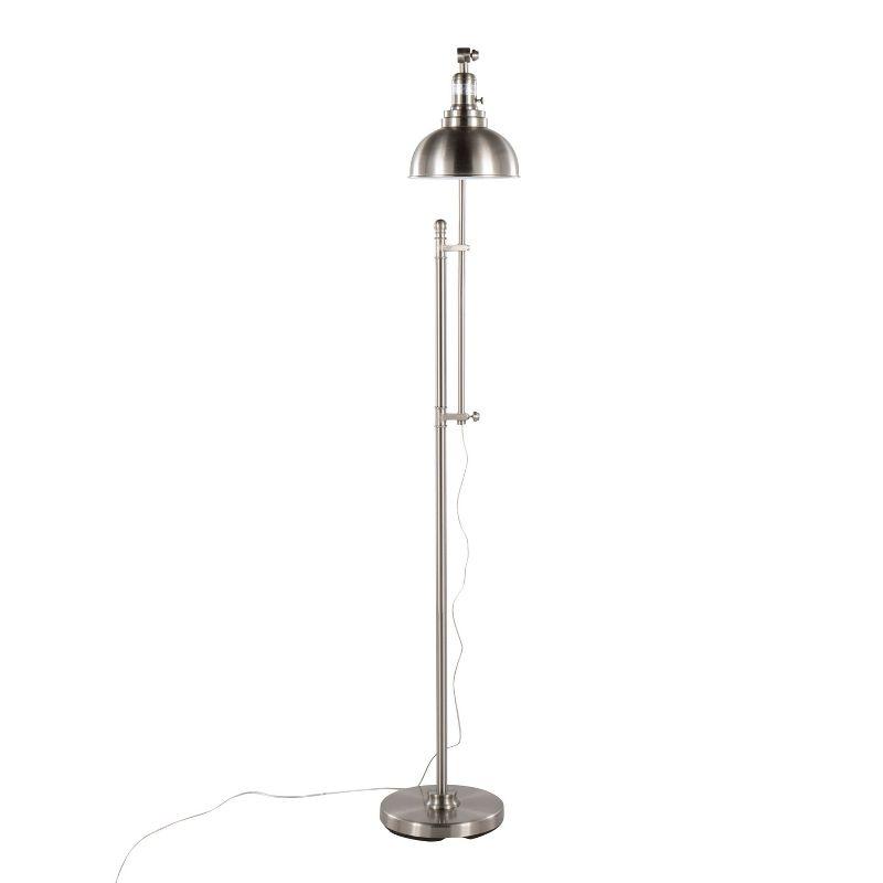 LumiSource Emery Industrial Floor Lamp in Nickel: Modern Arc Design, UL Listed, Metal Shade