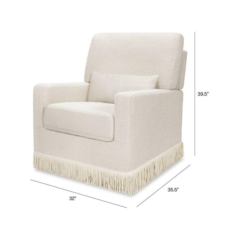 Namesake Crawford Pillowback Comfort Swivel Glider - Ivory Boucle with Ivory Tassel Fringe