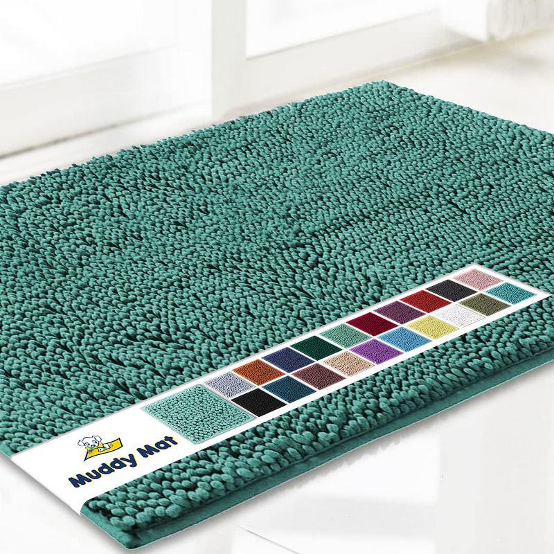 Muddy Mat Highly Absorbent  Soft Chenille Door Mat and Pet Rug Non Slip Thick Washable Mat for Indoor and Outdoor-Seafoam Green Runner 24"x60"
