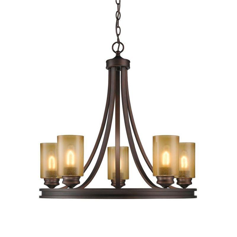 Golden Lighting Hidalgo 5-Light Chandelier in Sovereign Bronze with Opal Glass