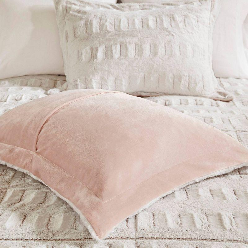 Blush Full Faux Fur Reversible Bedspread Set