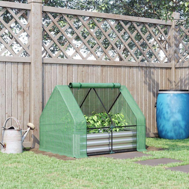 Green Steel Raised Garden Bed with Mini Greenhouse Cover