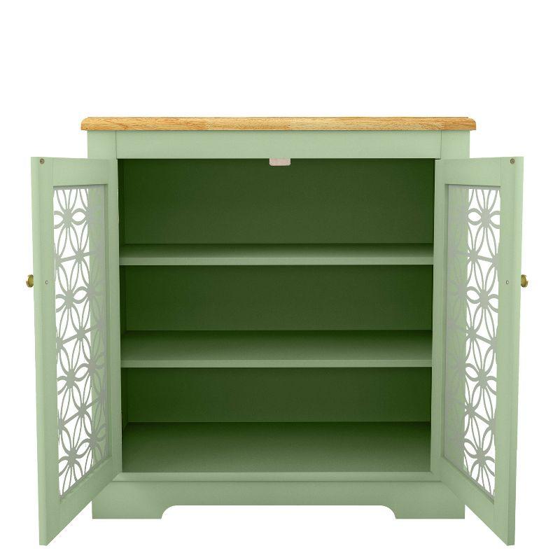 30" Storage Sideboard Buffet Cabinet Green - Home Essentials: Bohemian Style, Adjustable Shelves, Tempered Glass Doors