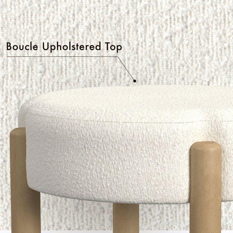 Luna Boucle Ottoman Cream - HomePop: Round, Upholstered, Wood Frame, No Assembly Required
