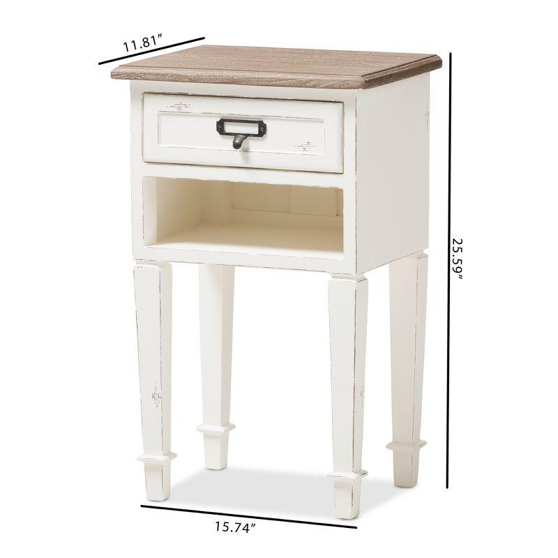 Dauphine Provincial Oak Nightstand with Storage Shelf - Baxton Studio: Mindi-Wood Top, Metal Handle