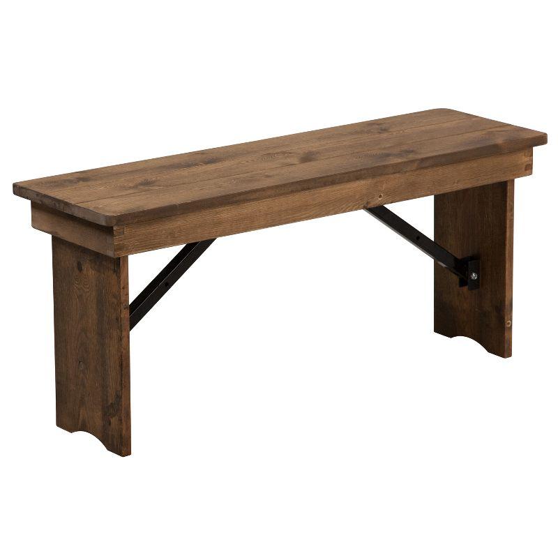Merrick Lane 40" x 12" Antique Rustic Solid Pine Folding Farmhouse Style Bench