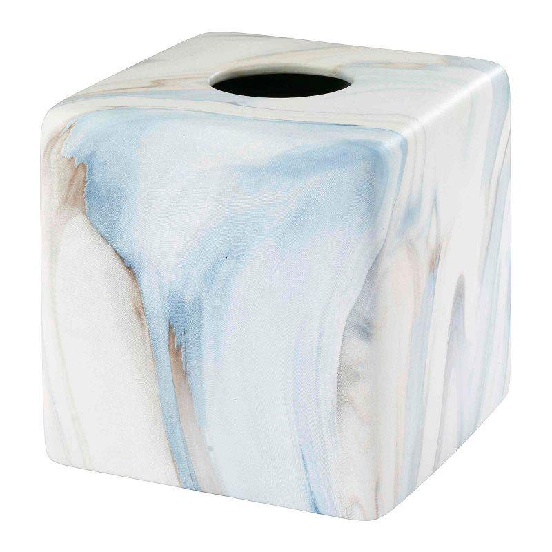 Blue and White Ceramic Marble Tissue Box Cover