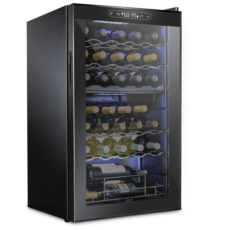 Black Dual Zone Freestanding Wine Cooler with Interior Lighting