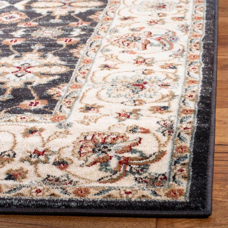 Classic Navy and Cream 7' Square Hand-Knotted Area Rug