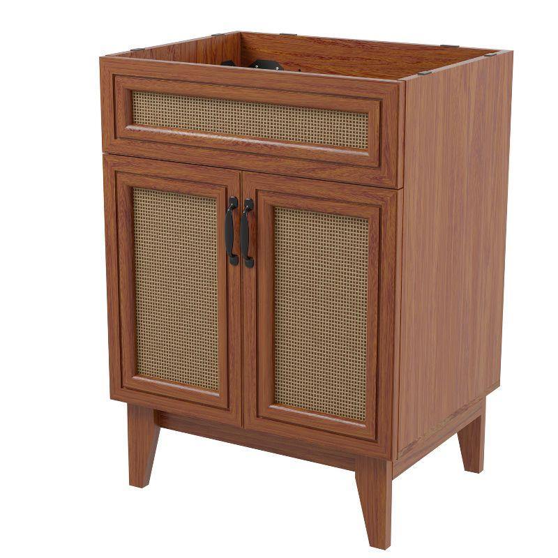 Javer 24" Rattan Modern Farmhouse 2-Shelf Bath Vanity Cabinet Only (Sink Basin not Included)