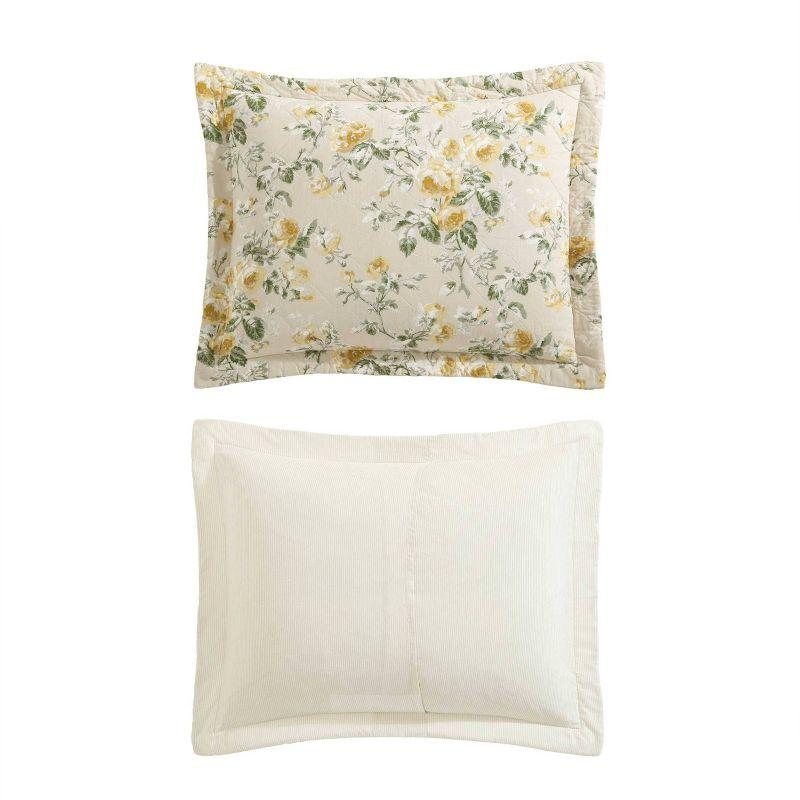 Laura Ashley Laura Ashley Roses Cotton Reversible Gold Quilt Set