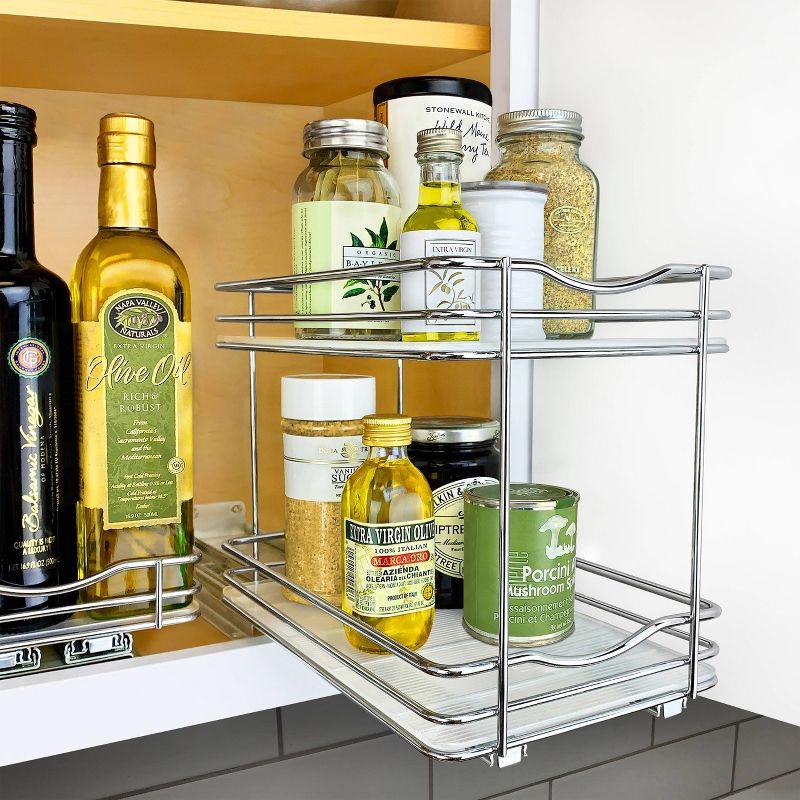 LYNK PROFESSIONAL® Pull Out Spice Rack Organizer for Cabinet - 2 Tier, Chrome