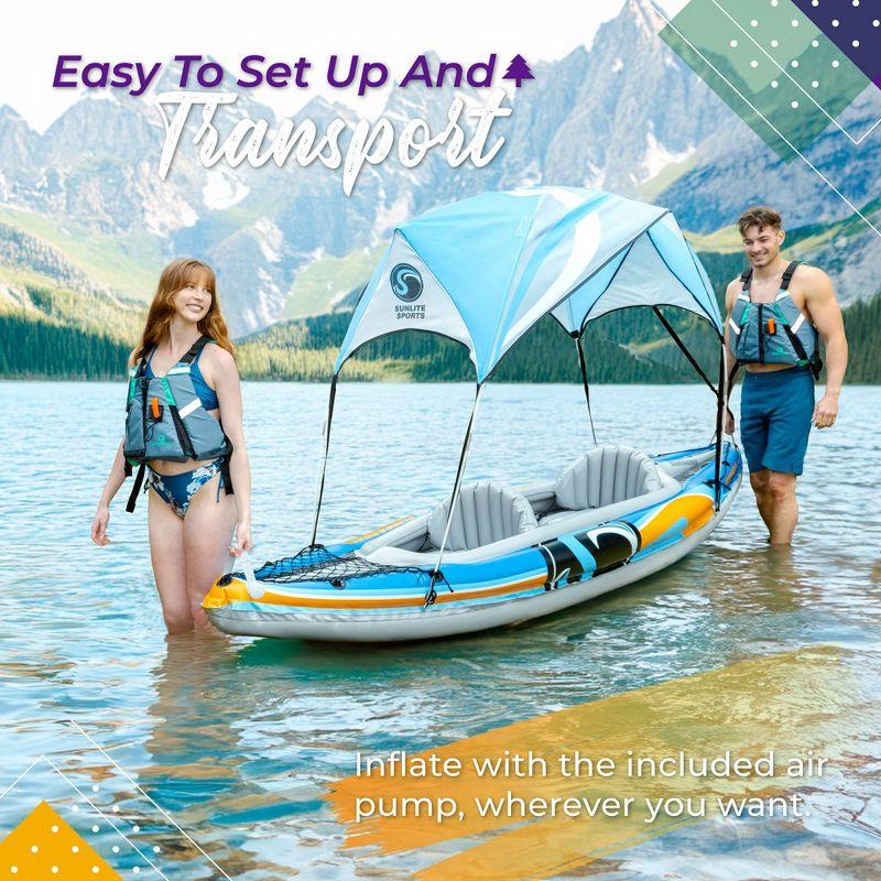 Sunlite Sports 2 Person Inflatable Kayak with Sunshade Canopy