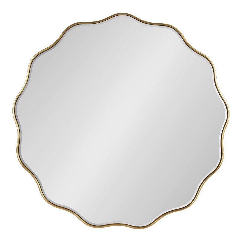 Kate & Laurel All Things Decor 32"x32" Viona Round Scalloped Mirror Gold: Luxury Glam Decor, No Assembly, Espejo