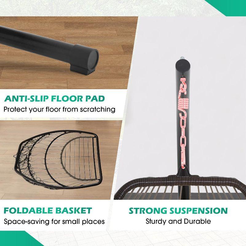 FDW Egg Hanging Chair with Stand Hammock Chair Hanging Patio Swing Chair UV Resistant Cushion for Indoor Bedroom Outdoor Garden Backyard Balcony(Tan)