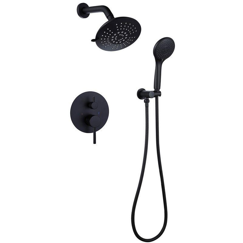 BWE Single-Handle 2-Spray Round High Pressure Shower Faucet in Matte Black (Valve Included)