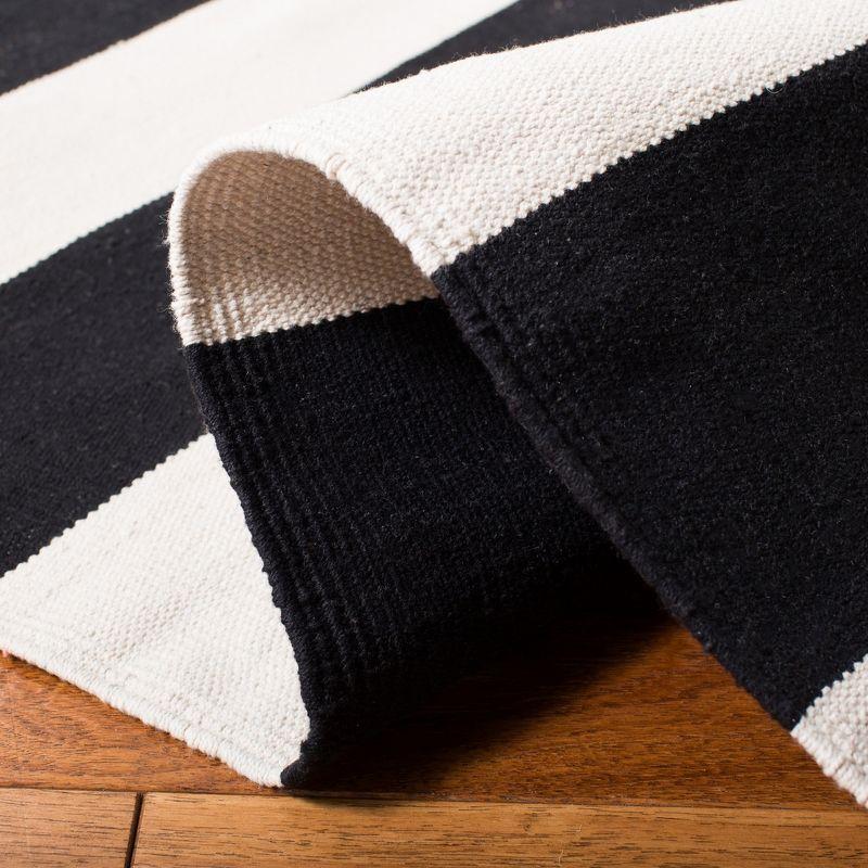 Mati Coastal Black Stripe Handwoven Wool-Cotton Runner Rug