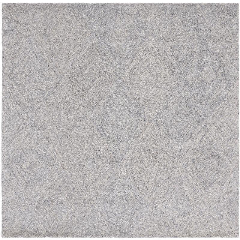 Classic Gray Square Hand-Tufted Wool Area Rug - 6' Elegance