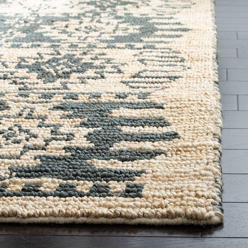 Hand-Knotted Gray Wool Geometric Runner Rug