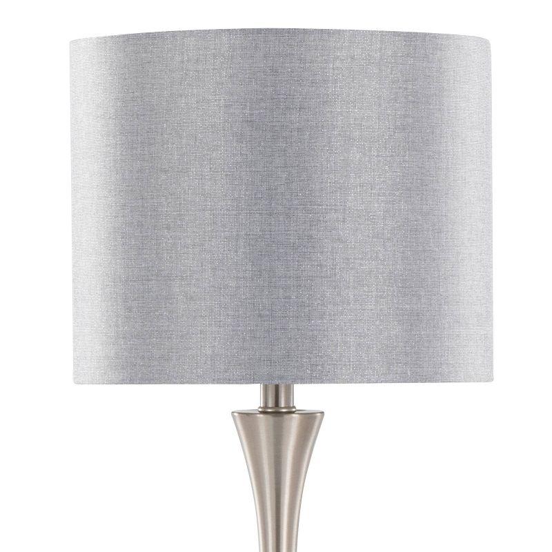 Brushed Nickel Gray Linen 25" Metal Table Lamp with USB