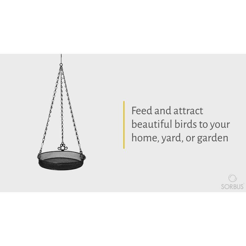 Sorbus Metal Bird Feeder Hanging Tray in Black