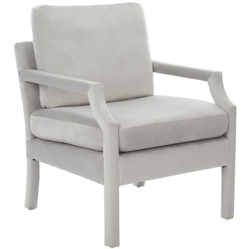 Light Grey Velvet Wood Spot Accent Armchair