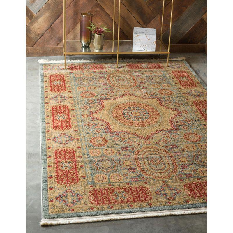 Unique Loom Palace Collection Area Rug - Amber (6' 1" x 9' Rectangle Light Blue/Light Brown)