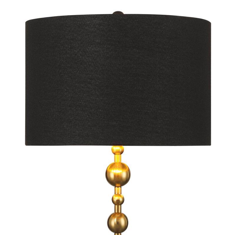 360 Lighting Harlowe Modern Glam Luxury 63" Tall Standing Floor Lamp Skinny Pole Metal Gold Finish Living Room Bedroom House Reading Drum Black Shade