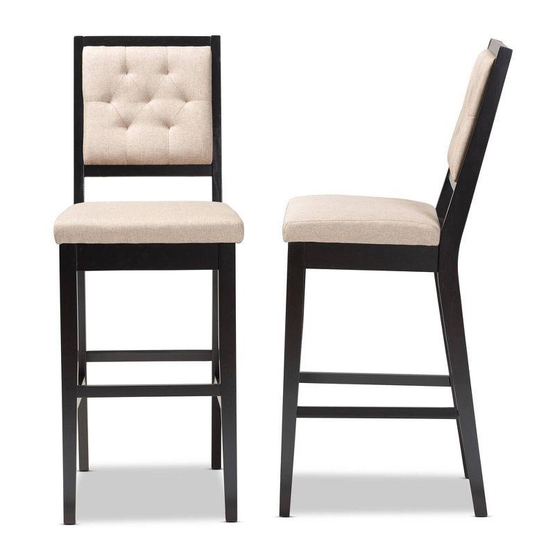 2pc Gideon Fabric Upholstered and Wood Barstool Set - Baxton Studio