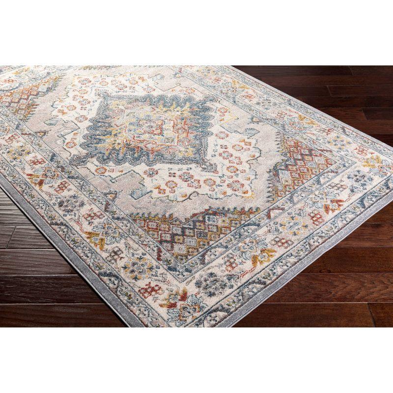 Elegant Gray Kashan 5'3" x 7'3" Reversible Synthetic Rug