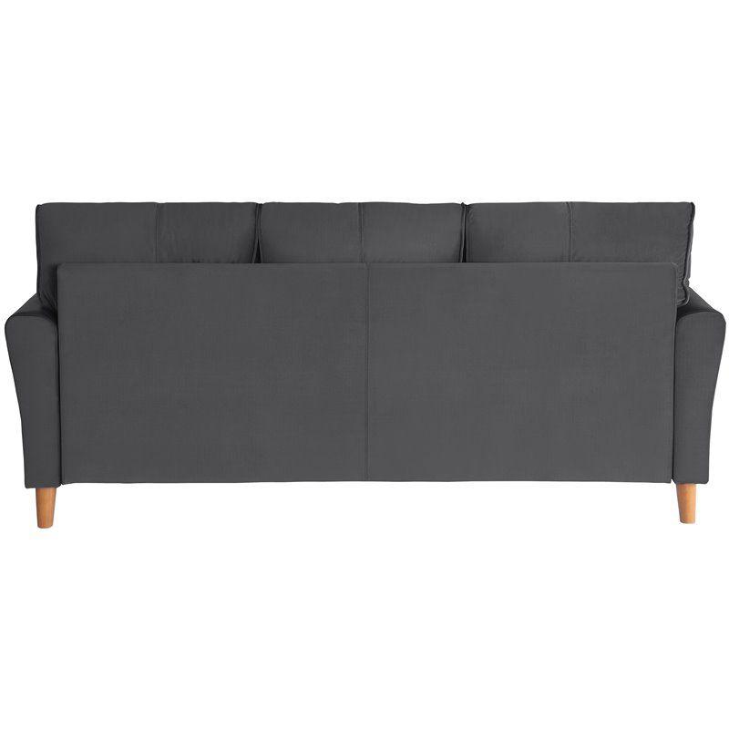 Dunleith Modern Contemporary Velvet Tufted Sofa in Gray and Walnut - Lexicon