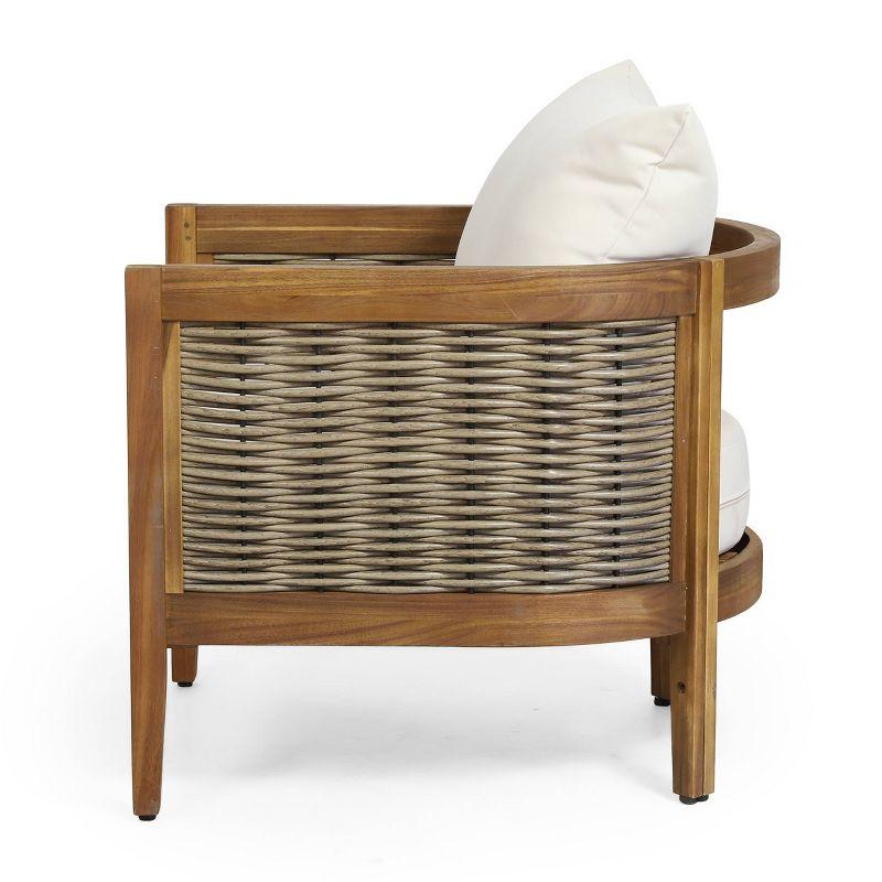 Burchett 2pk Outdoor Acacia Wood Club Chairs with Cushions: Weather-Resistant, UV-Resistant - Christopher Knight Home