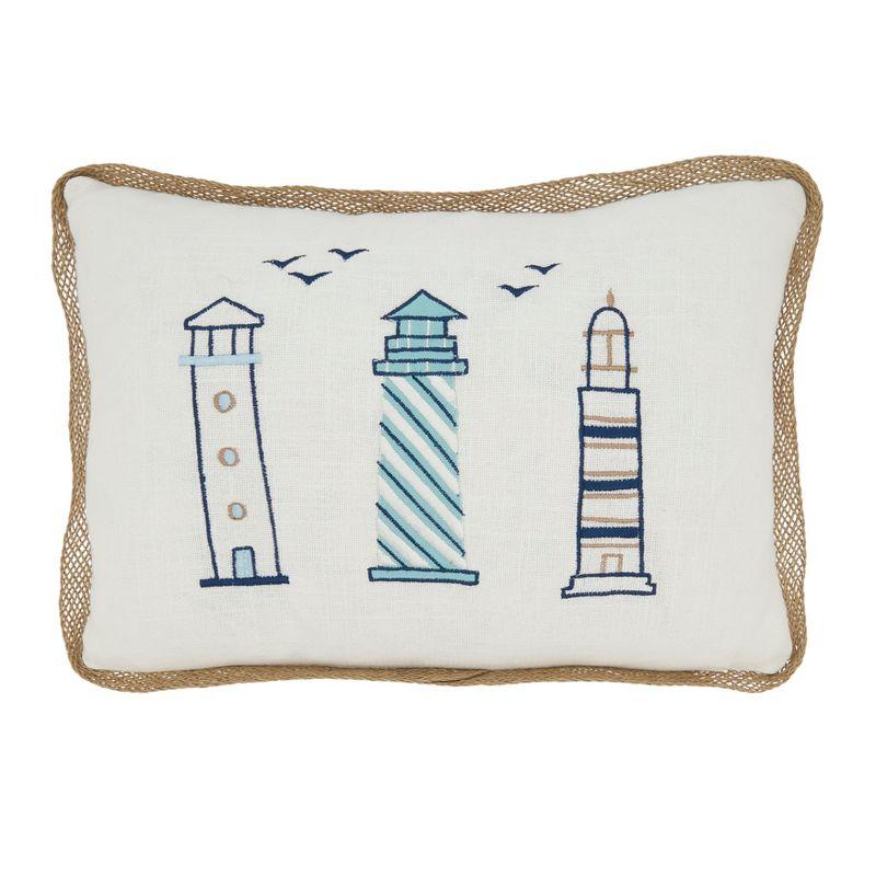 Off-White Cotton Rectangular Lighthouse Throw Pillow Cover