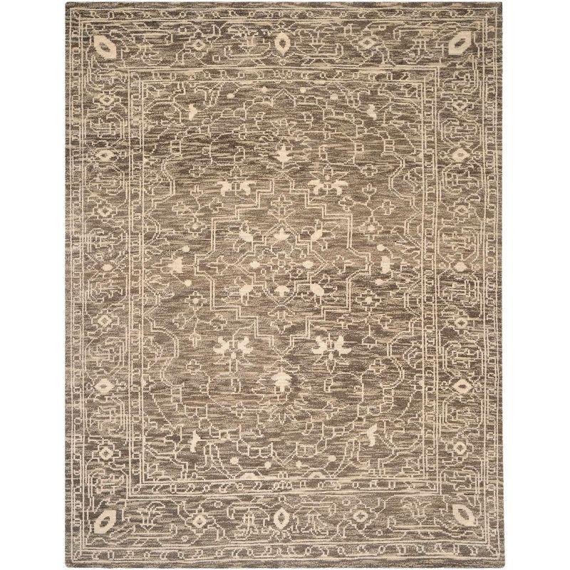 Kenya Tribal Essence Hand-Knotted Wool Rug - Brown & Beige, 6'x9'