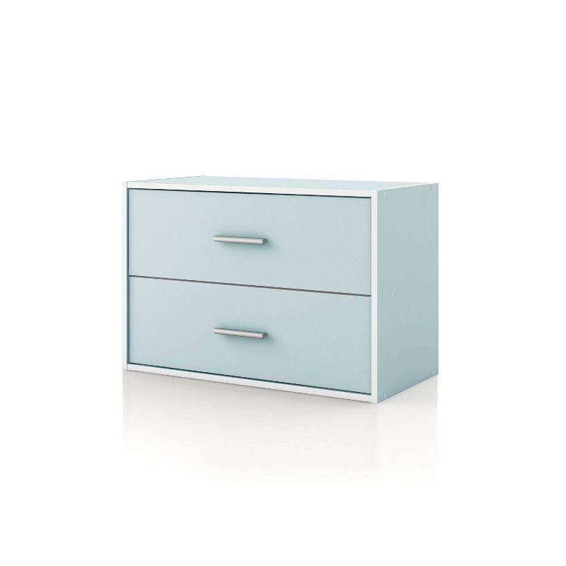 Light Blue Stackable 2-Drawer Kids Storage Cabinet