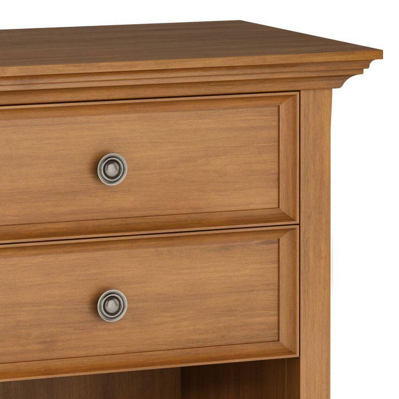 Simpli Home Amherst 24"W 2-Drawer Solid Wood Nightstand with Open Shelf