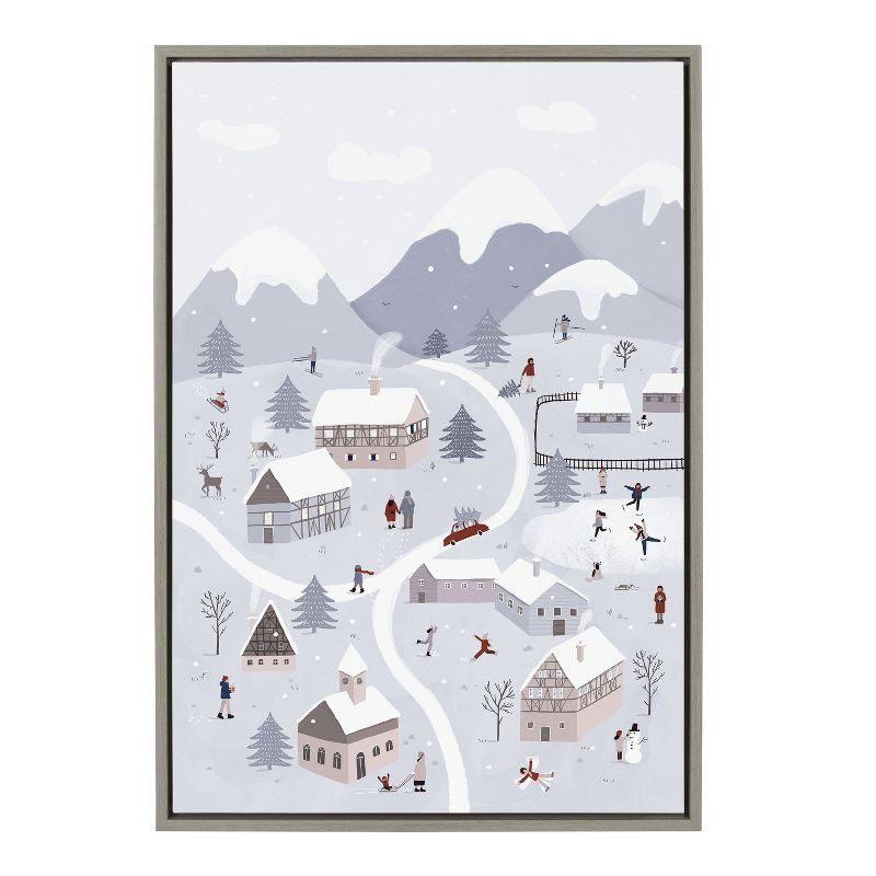 Winter Wonderland Gray Framed Canvas Landscape Print, 23x33