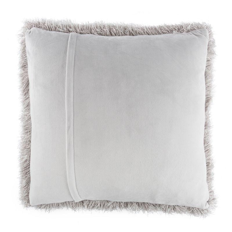 Oversized Floor or Throw Pillow Square Luxury Plush- Shag Faux Fur Glam Decor Cushion for Bedroom Living Room or Dorm by Hastings Home (Grey)