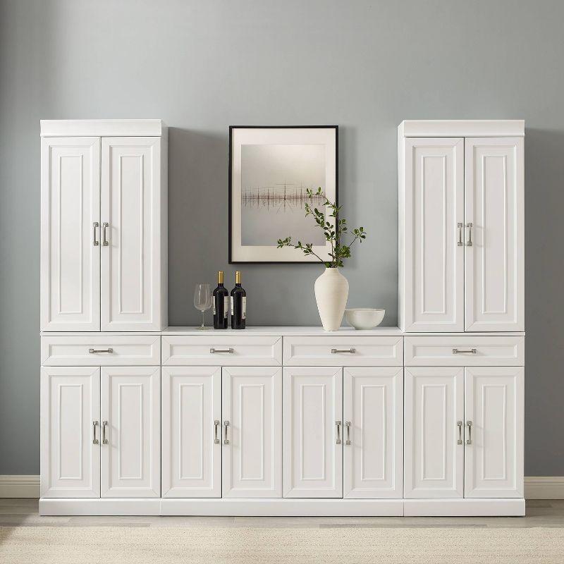 3pc Stanton Sideboard and Pantry Set White - Crosley: Home Office Storage, Traditional Farmhouse Design