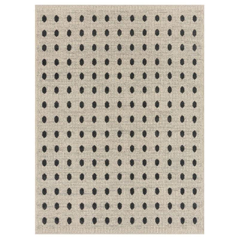 Cream Geometric Dots 5' x 7' Synthetic Area Rug