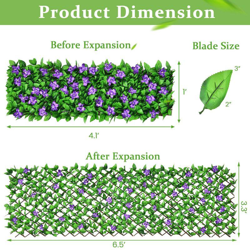 Expandable Green and Purple Faux Ivy Privacy Fence Panels