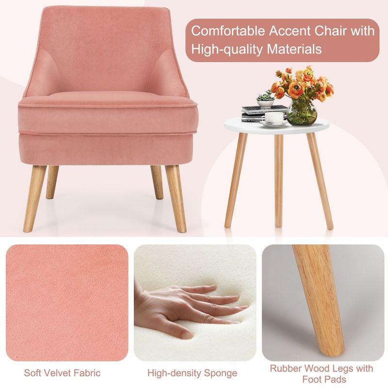 Elegant Blush Pink Velvet Square Arm Accent Chair Set