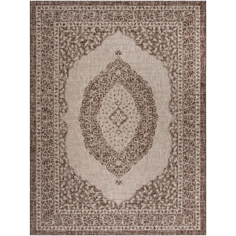 Easy-Care Reversible Light Beige & Brown Synthetic Area Rug 8' x 11'