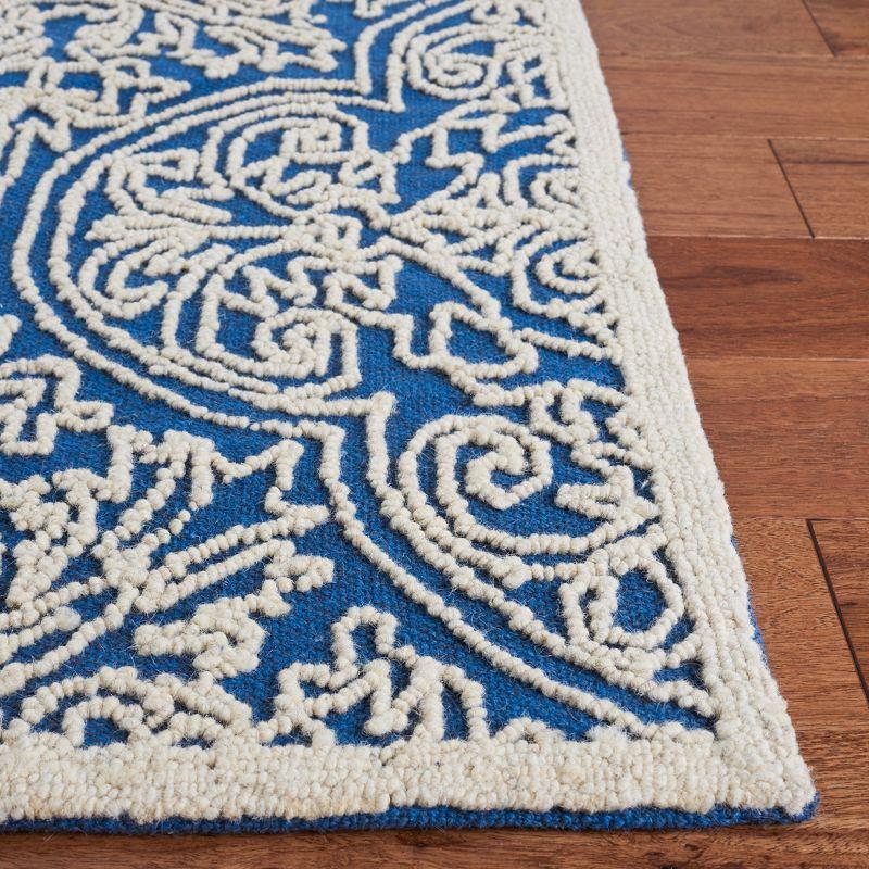 Blue and Ivory Hand-Tufted Wool Square Area Rug