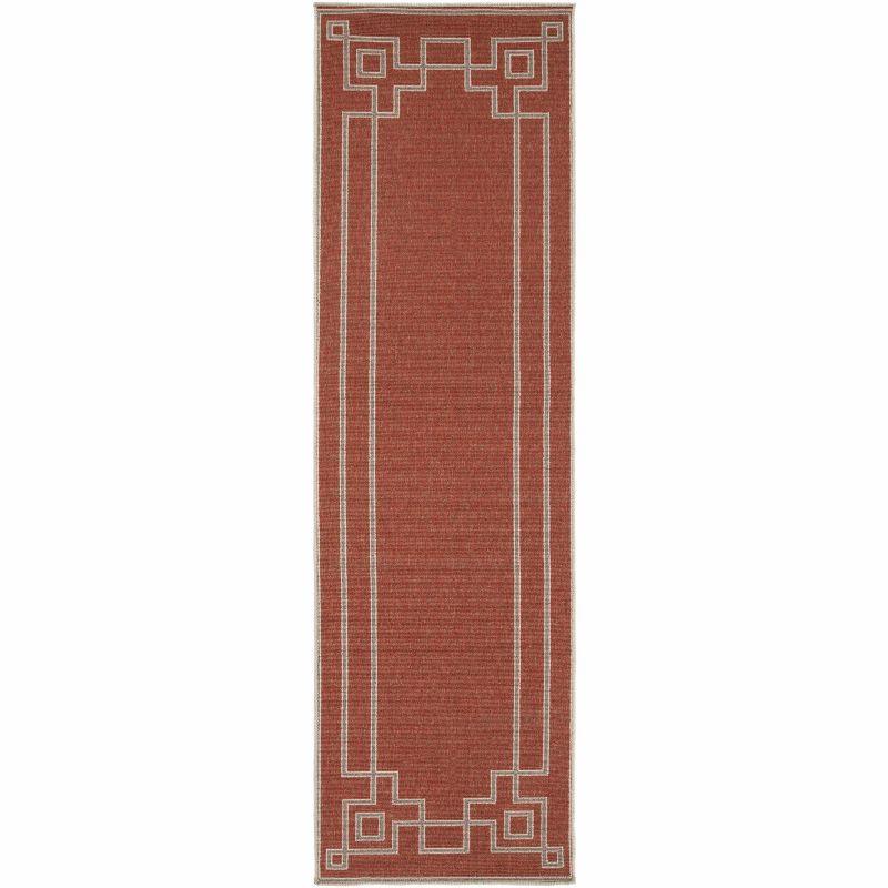 Amherst Machine Woven Geometric Rust Red Area Rug