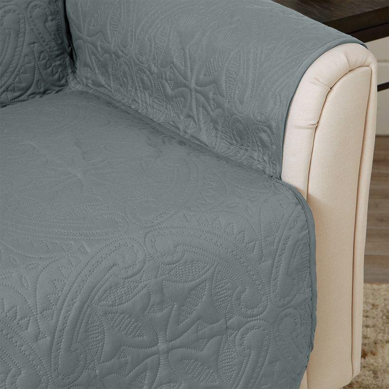 Reversible Quilted Sofa Furniture Protector - Great Bay Home(Recliner, Mirage Gray / Flax)