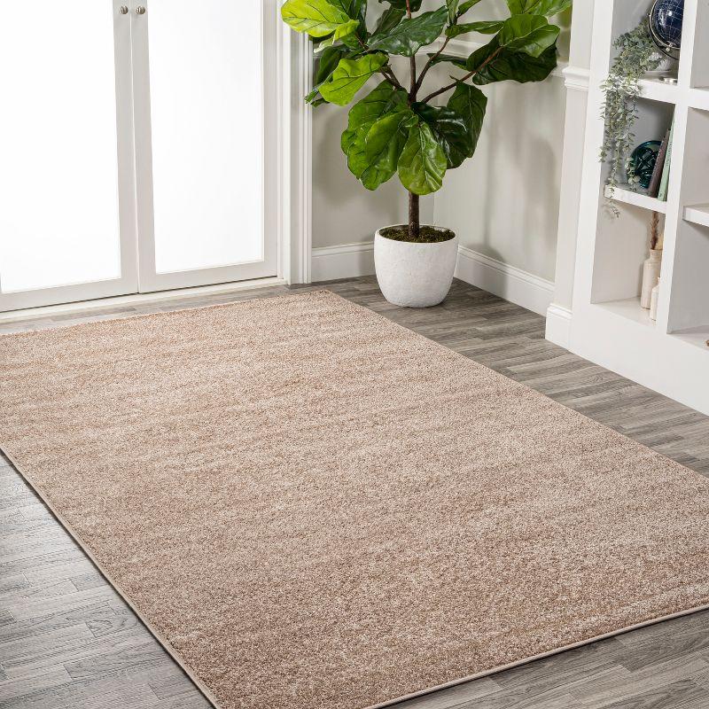 4'x6' Haze Solid Low-Pile Area Rug, Beige - JONATHAN Y