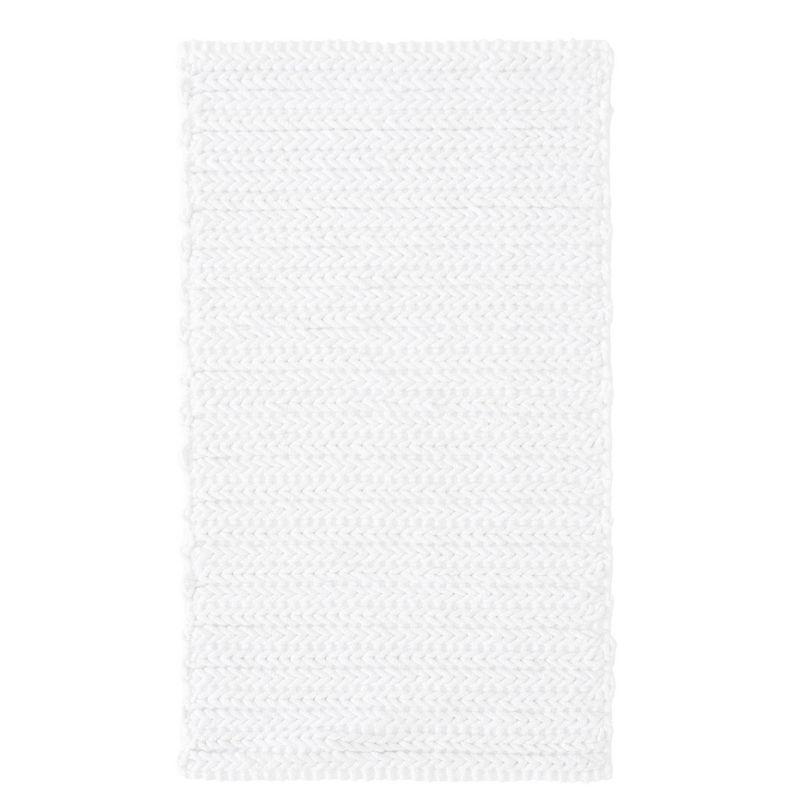 White Cotton Chenille Chain Stitch Non-Slip Bath Rug